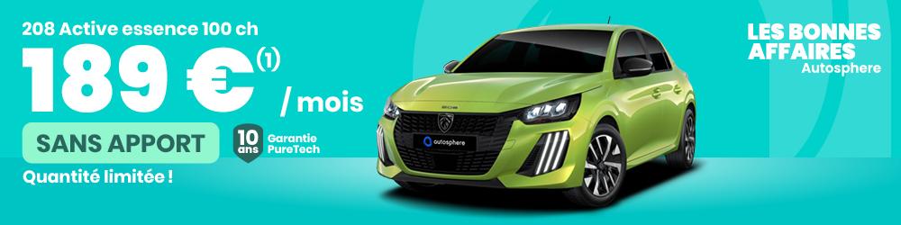 Les Bonnes Affaires Autophere - 208 active essence 100 ch, 189 €/mois sans apport, 10 ans de garantie PureTech